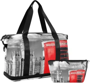 ALAZA Big Ben in London Uk Travel Duffel Bag for Women Men Sports Gym Bag with Shoe Compartment Tote Weekender Overnight Bag with Wet Pocket for Travel, Gym,Yoga,Swimming