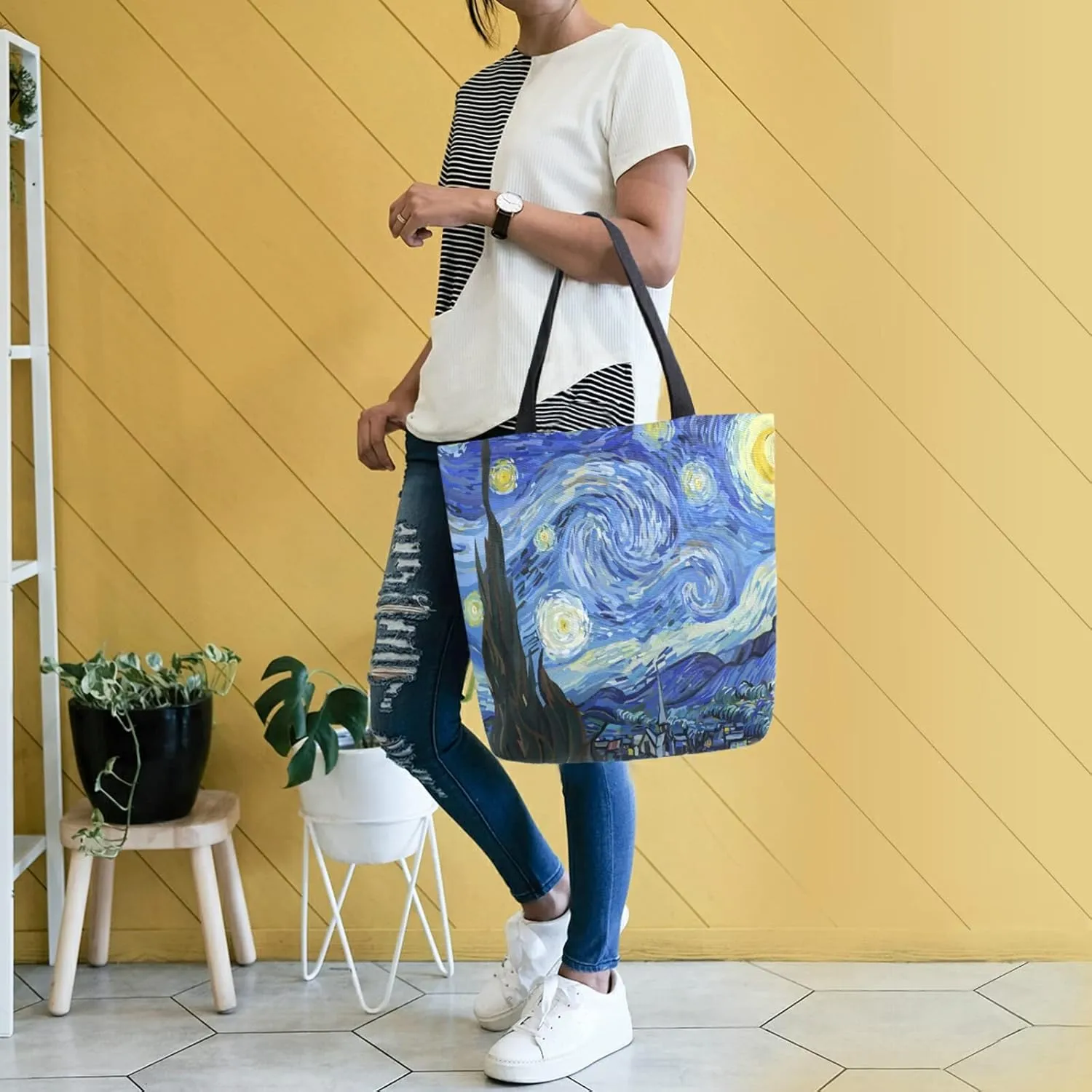 ALAZA Canvas Tote Bag Large Women Casual Shoulder Bag Handbag For Outdoors Holiday Weekender Travel