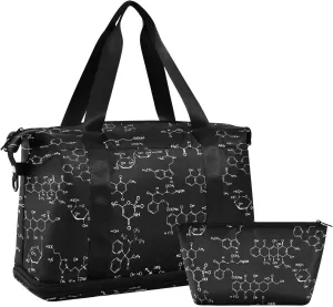 ALAZA Chemical Seamless Pattern Travel Duffel Bag for Women Men Sports Gym Bag with Shoe Compartment Tote Weekender Overnight Bag with Wet Pocket for Travel, Gym,Yoga,Swimming
