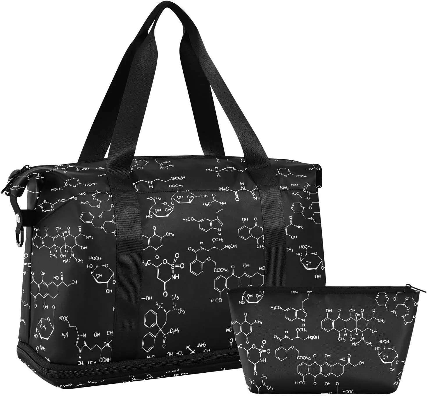 ALAZA Chemical Seamless Pattern Travel Duffel Bag for Women Men Sports Gym Bag with Shoe Compartment Tote Weekender Overnight Bag with Wet Pocket for Travel, Gym,Yoga,Swimming