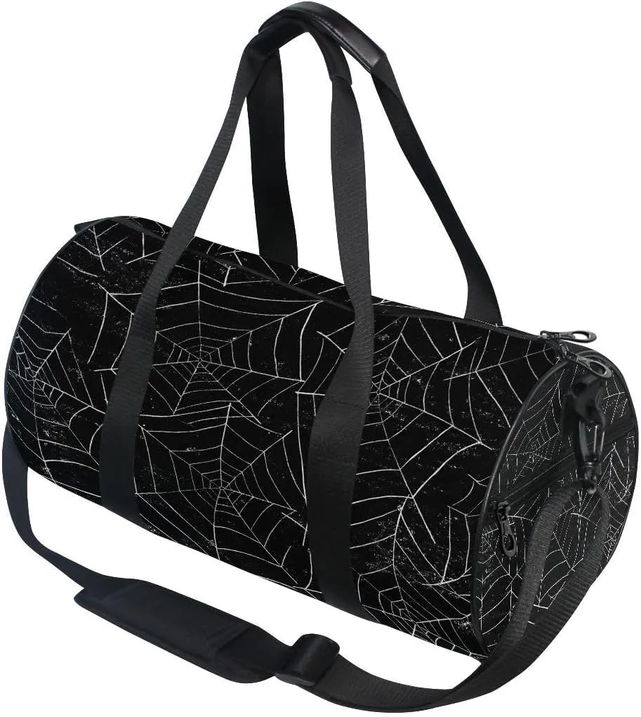 ALAZA Halloween Spiderweb Black Duffel Bag Sport Gym Canvas Travel Bag for Gym Sports and Overnight