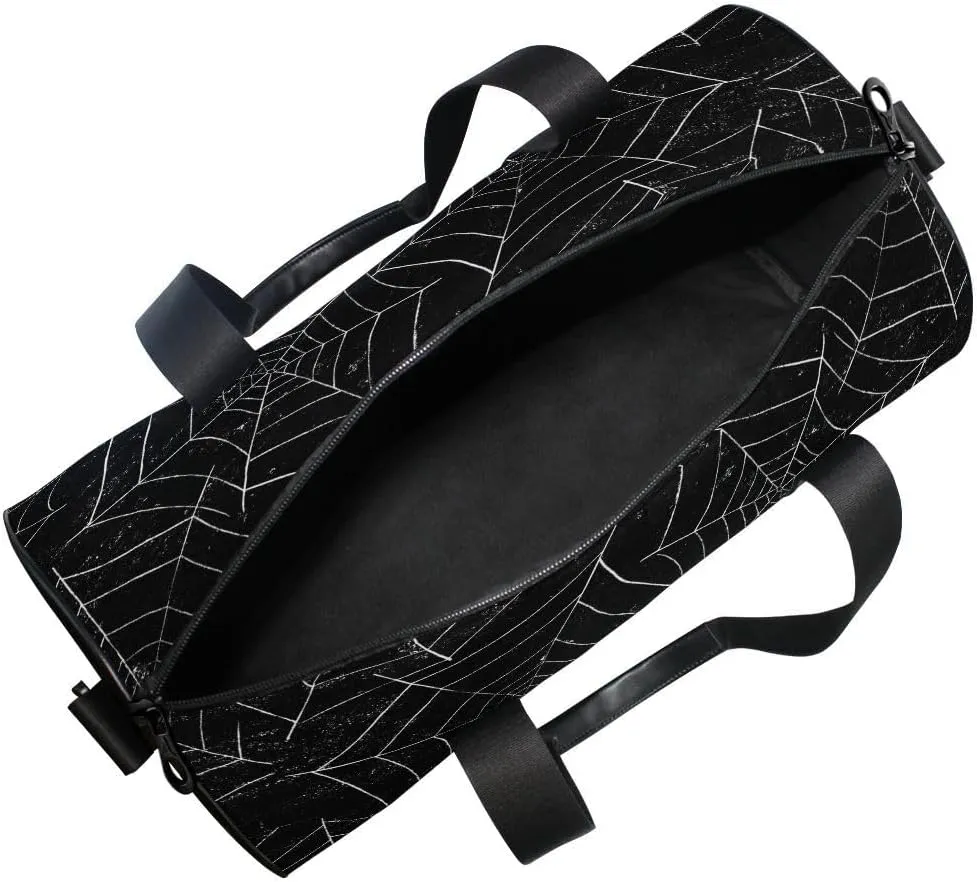 ALAZA Halloween Spiderweb Black Duffel Bag Sport Gym Canvas Travel Bag for Gym Sports and Overnight