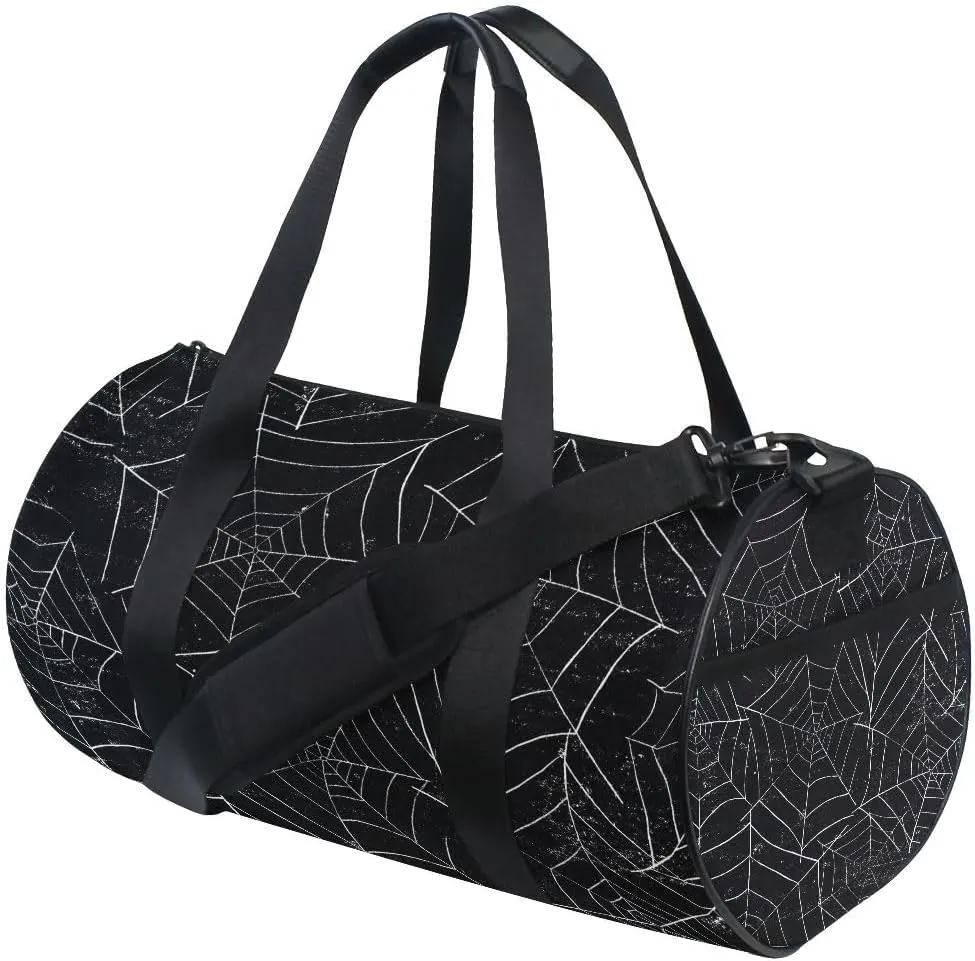 ALAZA Halloween Spiderweb Black Duffel Bag Sport Gym Canvas Travel Bag for Gym Sports and Overnight