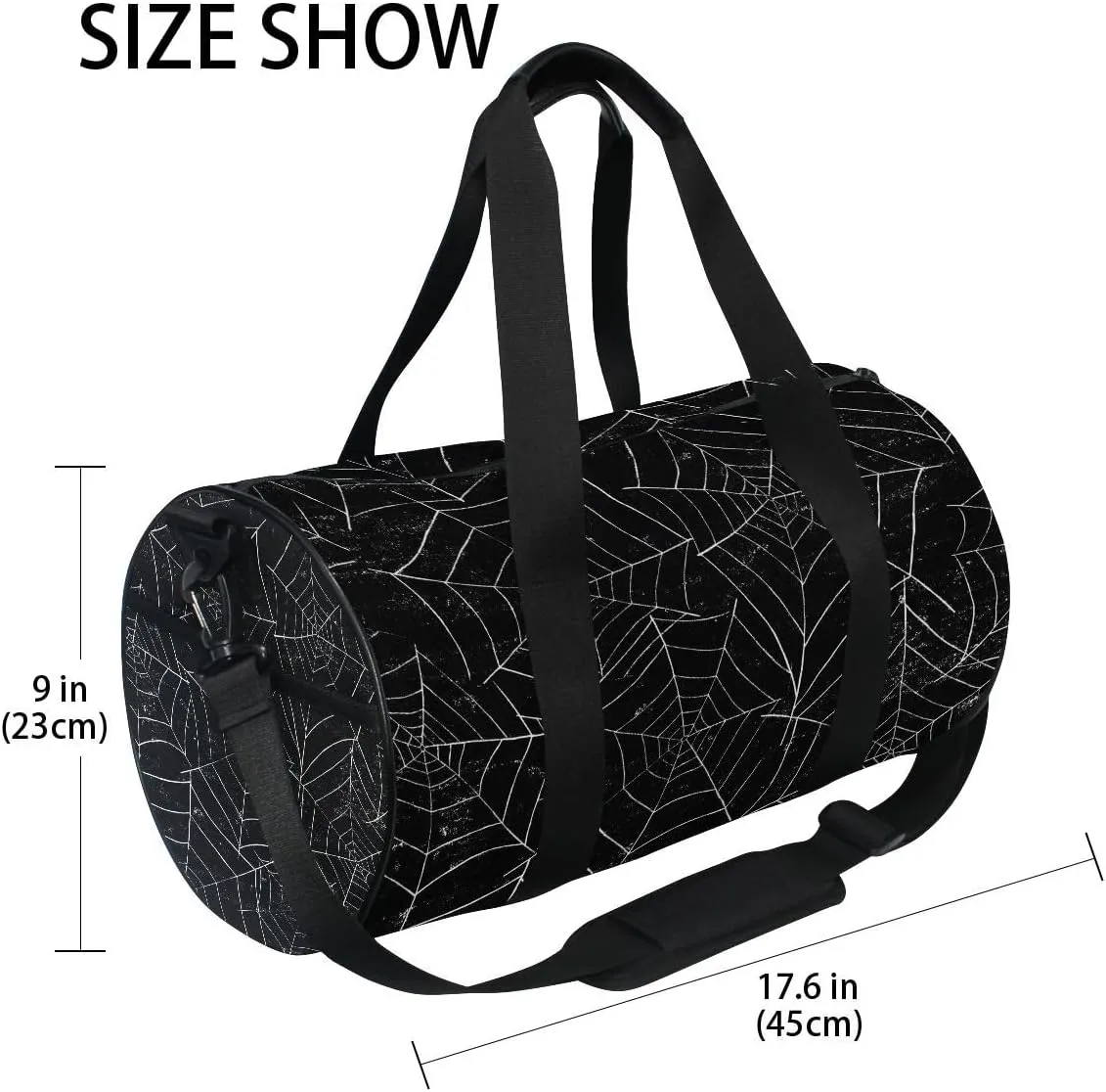 ALAZA Halloween Spiderweb Black Duffel Bag Sport Gym Canvas Travel Bag for Gym Sports and Overnight