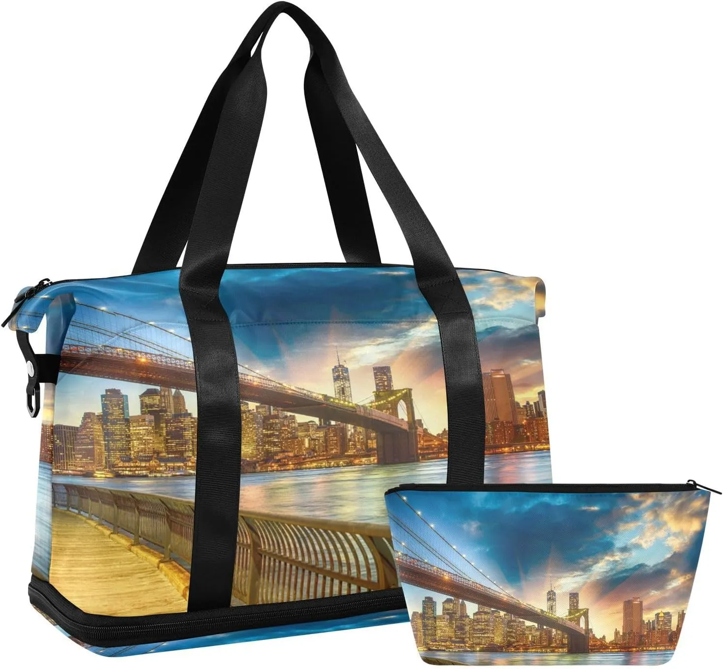 ALAZA Manhattan New York City Travel Duffel Bag for Women Men Sports Gym Bag with Shoe Compartment Tote Weekender Overnight Bag with Wet Pocket for Travel, Gym,Yoga,Swimming