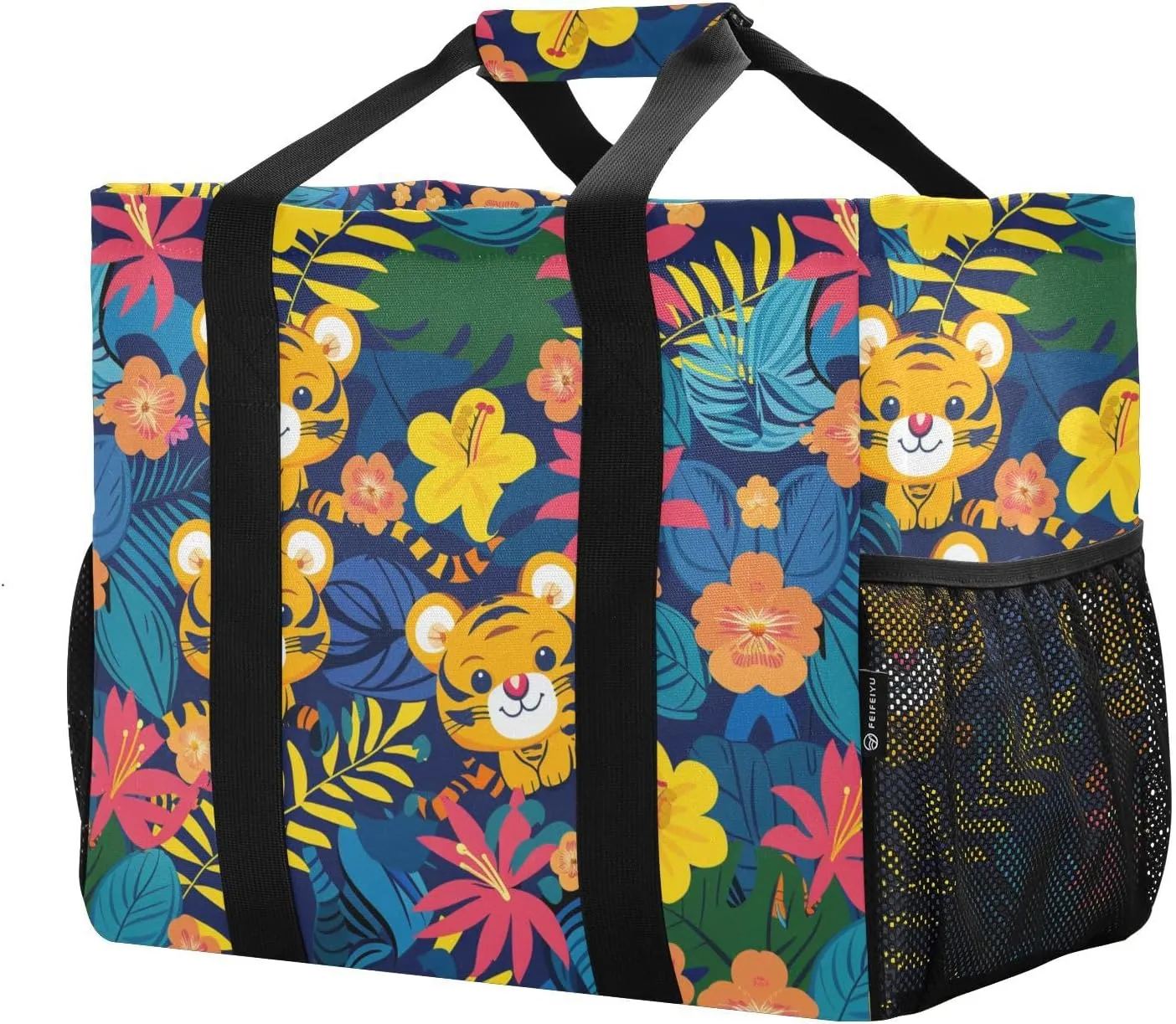 ALAZA Many Carttoon Rooster with Egg Waterproof Beach Tote Bags