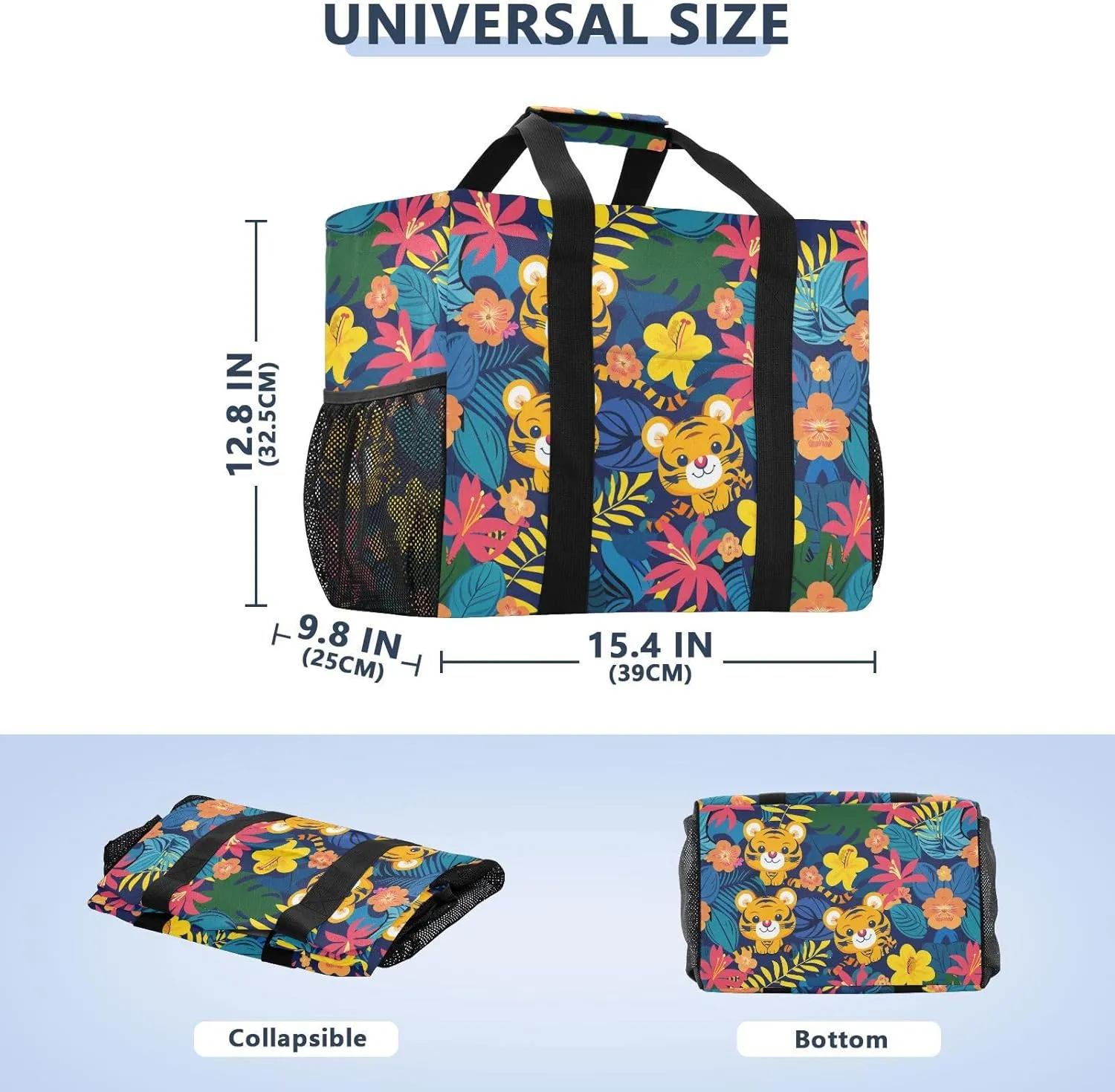 ALAZA Many Carttoon Rooster with Egg Waterproof Beach Tote Bags