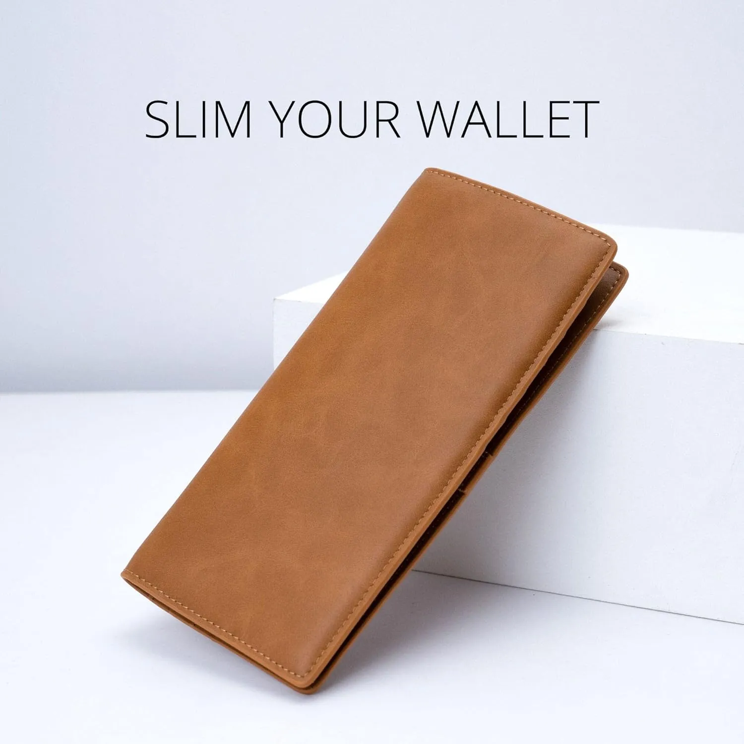 Alldaily Ultra Slim Thin Women Wallet RFID Blocking Credit Card Holder Bifold Long Ladies Billfold (Brown)