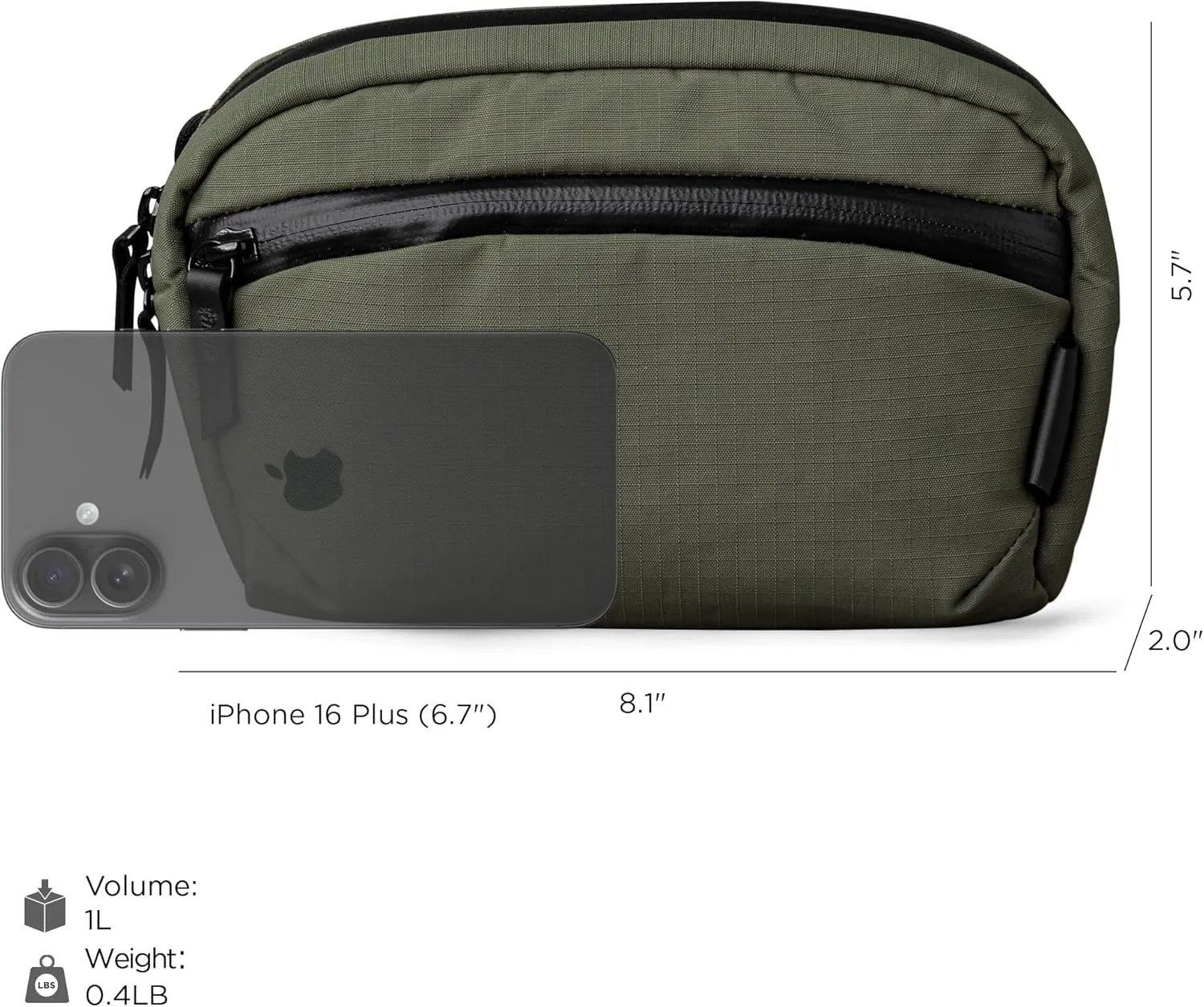 ALPAKA Flight Sling bag 1L - Men's Crossbody Bag with Adjustable & Detachable Shoulder Strap - Tech Organizer Travel case
