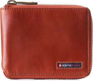 Alpine Swiss Logan Zipper Bifold Wallet For Men or Women RFID Safe Comes in a Gift Box