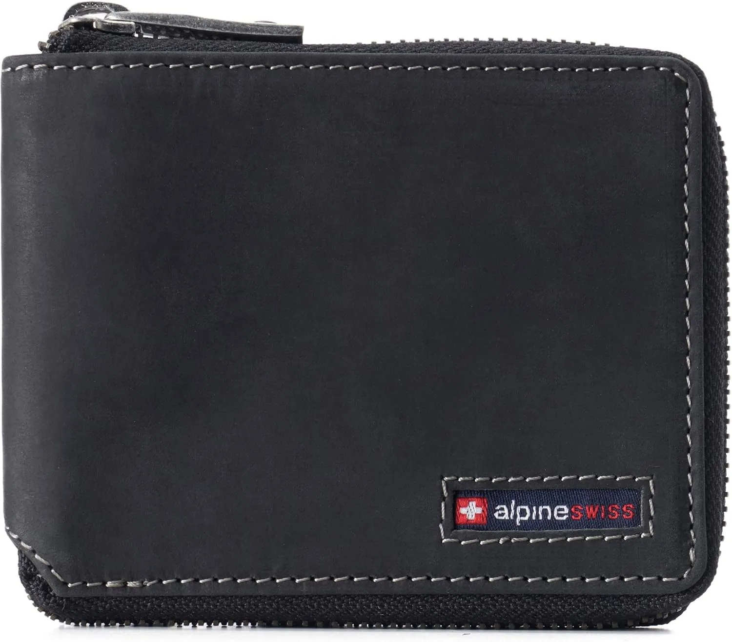 Alpine Swiss Logan Zipper Bifold Wallet For Men or Women RFID Safe Comes in a Gift Box