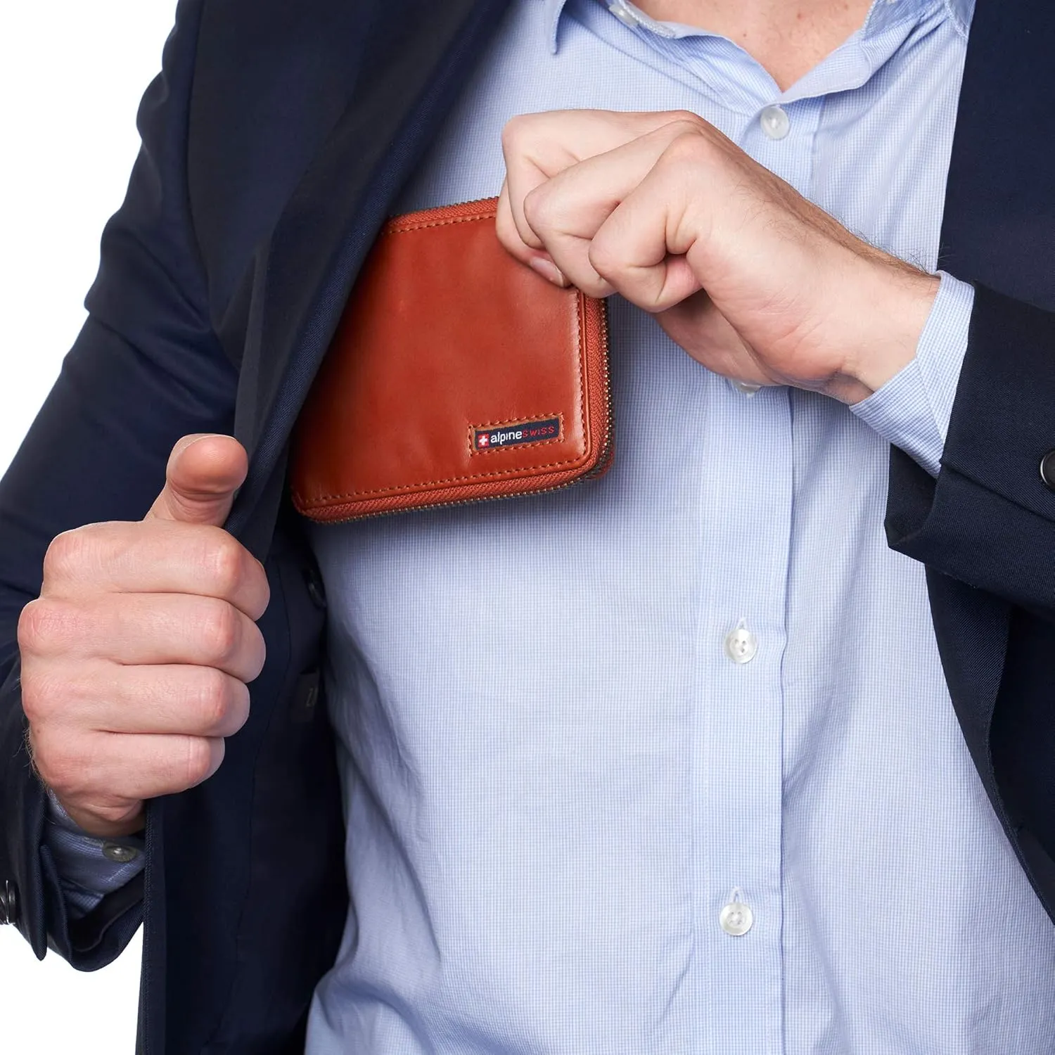 Alpine Swiss Logan Zipper Bifold Wallet For Men or Women RFID Safe Comes in a Gift Box