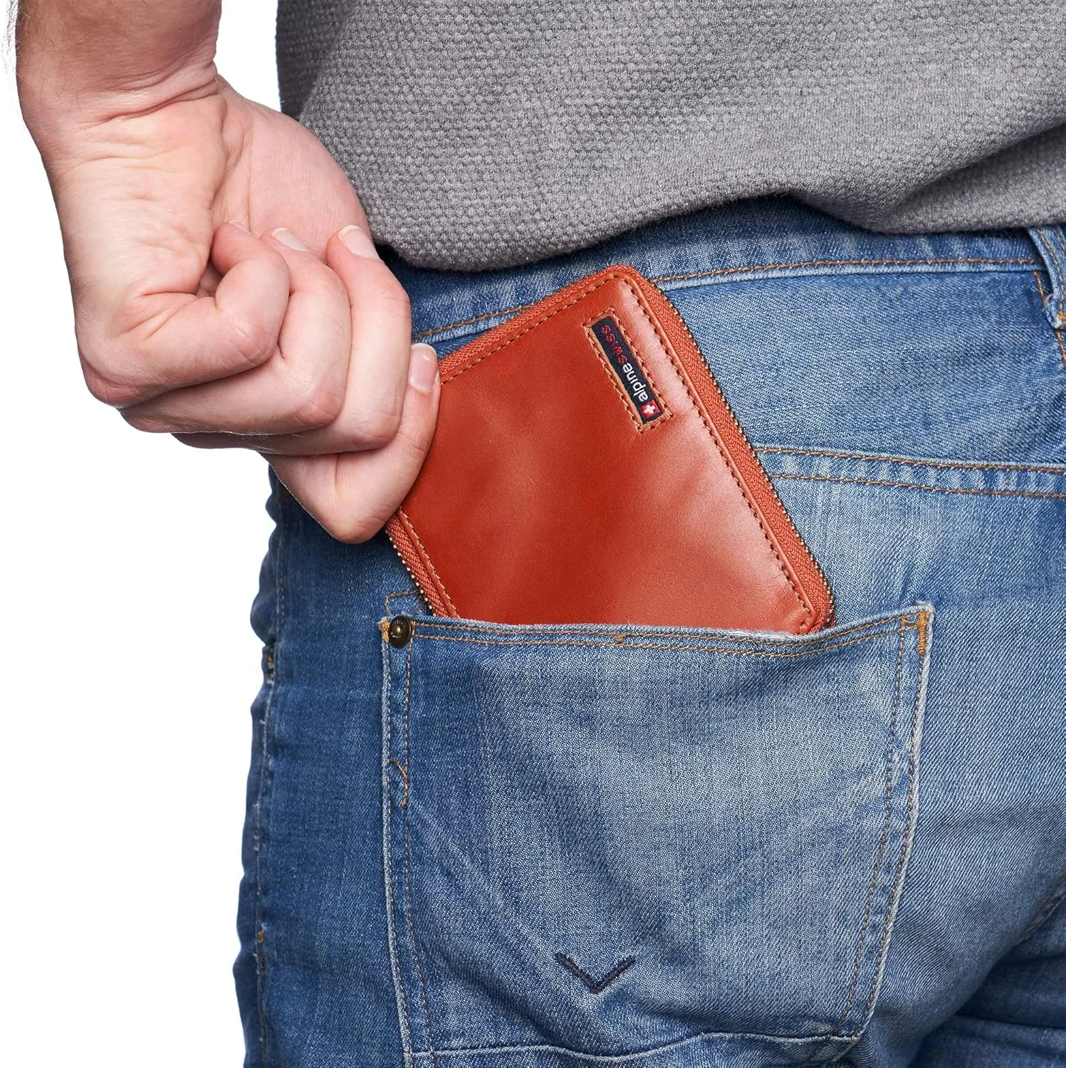 Alpine Swiss Logan Zipper Bifold Wallet For Men or Women RFID Safe Comes in a Gift Box