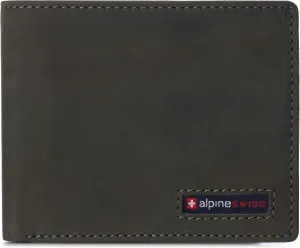 Alpine Swiss RFID Connor Passcase Bifold Wallet For Men Leather Comes in a Gift Box Nubuck Olive