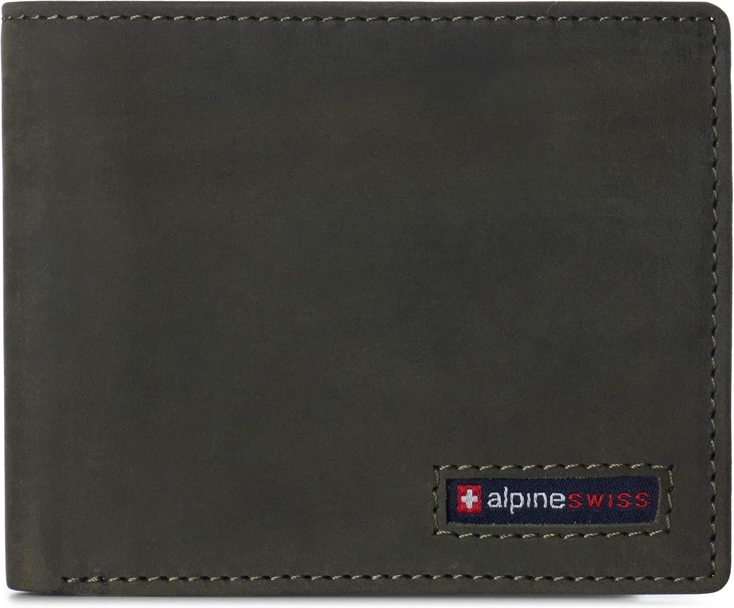 Alpine Swiss RFID Connor Passcase Bifold Wallet For Men Leather Comes in a Gift Box Nubuck Olive