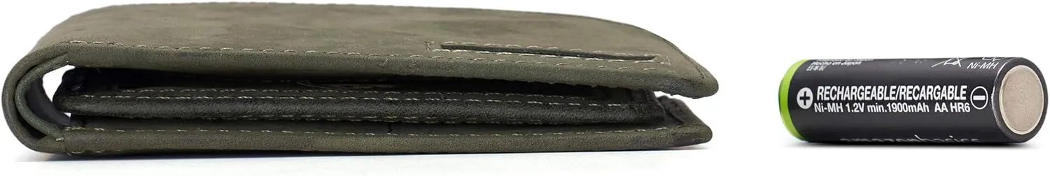 Alpine Swiss RFID Connor Passcase Bifold Wallet For Men Leather Comes in a Gift Box Nubuck Olive