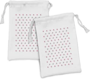 Ambesonne Animal Fabric Pouch Set of 2, Watercolor Hedgehog with Fluffy Pink Spines on Dotted Background, Small Drawstring Bag for Toiletries Masks and Favors, 9" x 6", Pale Pink and Pale Grey