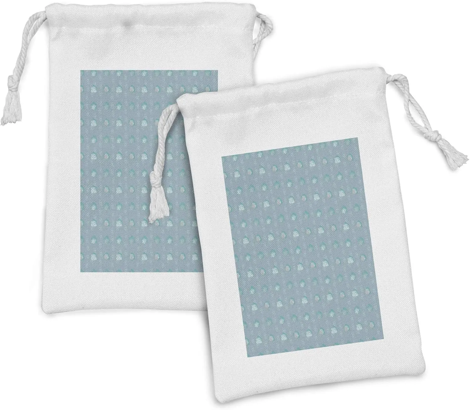 Ambesonne Fish Fabric Pouch Set of 2, Coral Double Exposure Bubbles Simplistic Underwater Depiction, Small Drawstring Bag for Toiletries Masks and Favors, 9" x 6", Slate Blue Seafoam