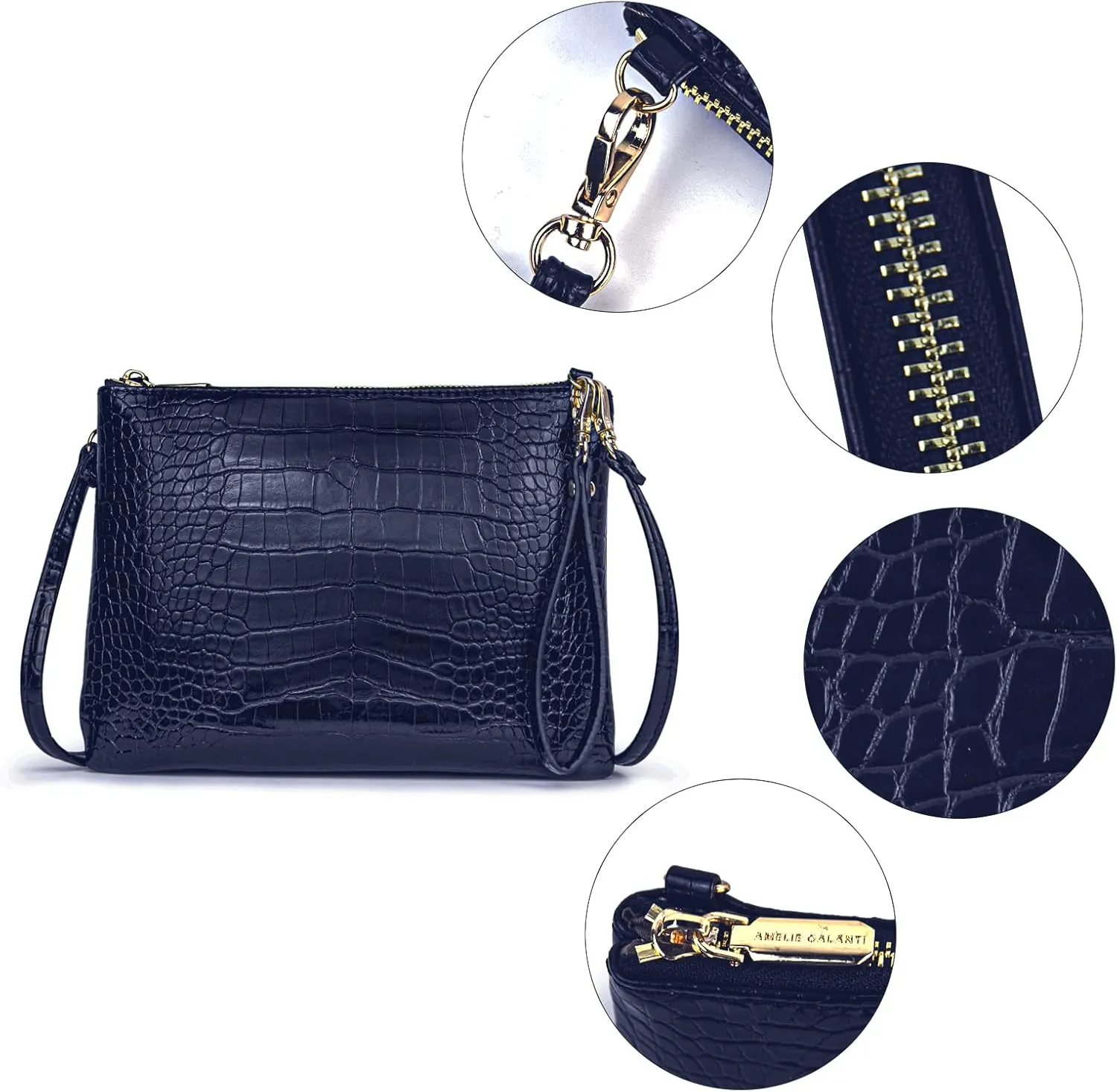AMELIE GALANTI womens small crossbody strap handbag bag,Soft Leather Fabric Delicate Durable Fashion Design