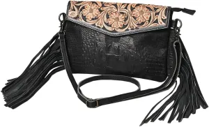 American Darling Clutch Hand Tooled Crocodile Embossed Genuine Leather Women Bag Western Handbag Purse