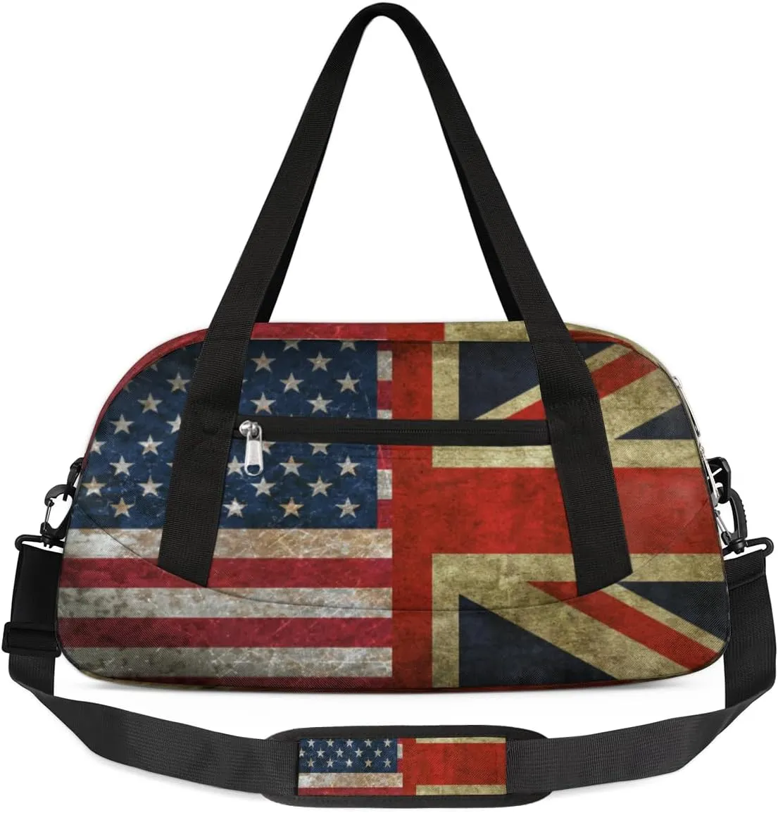 American Flag And British Flag Duffel Bag for Women Men Travel Bag Small Gym Bag Waterproof Workout Overnight Tote Bag for Sport Dance Weekend Yoga