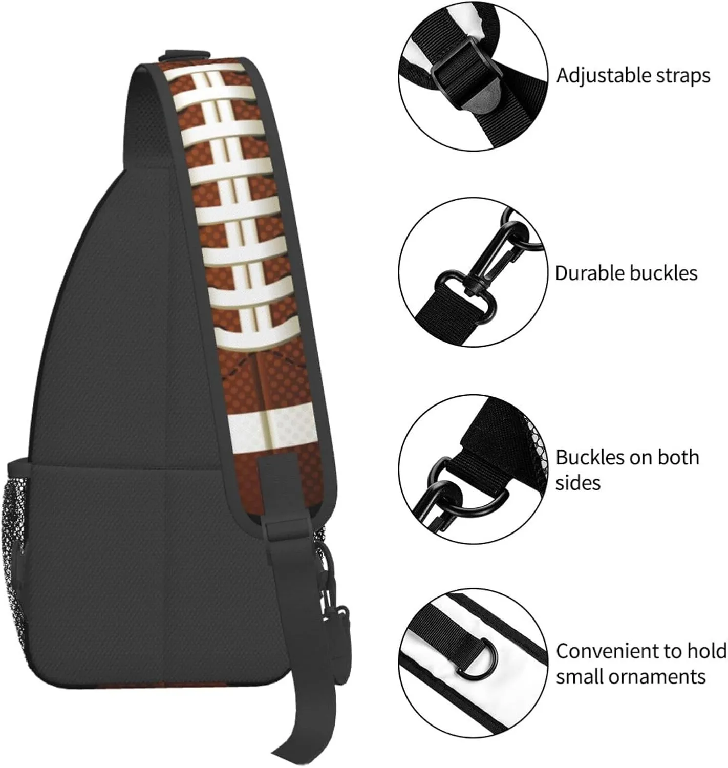 American Football Small Sling Bag for Women Men Crossbody Backpack Cycling Hiking Daypack Shoulder Chest Bag with Adjustable Strap