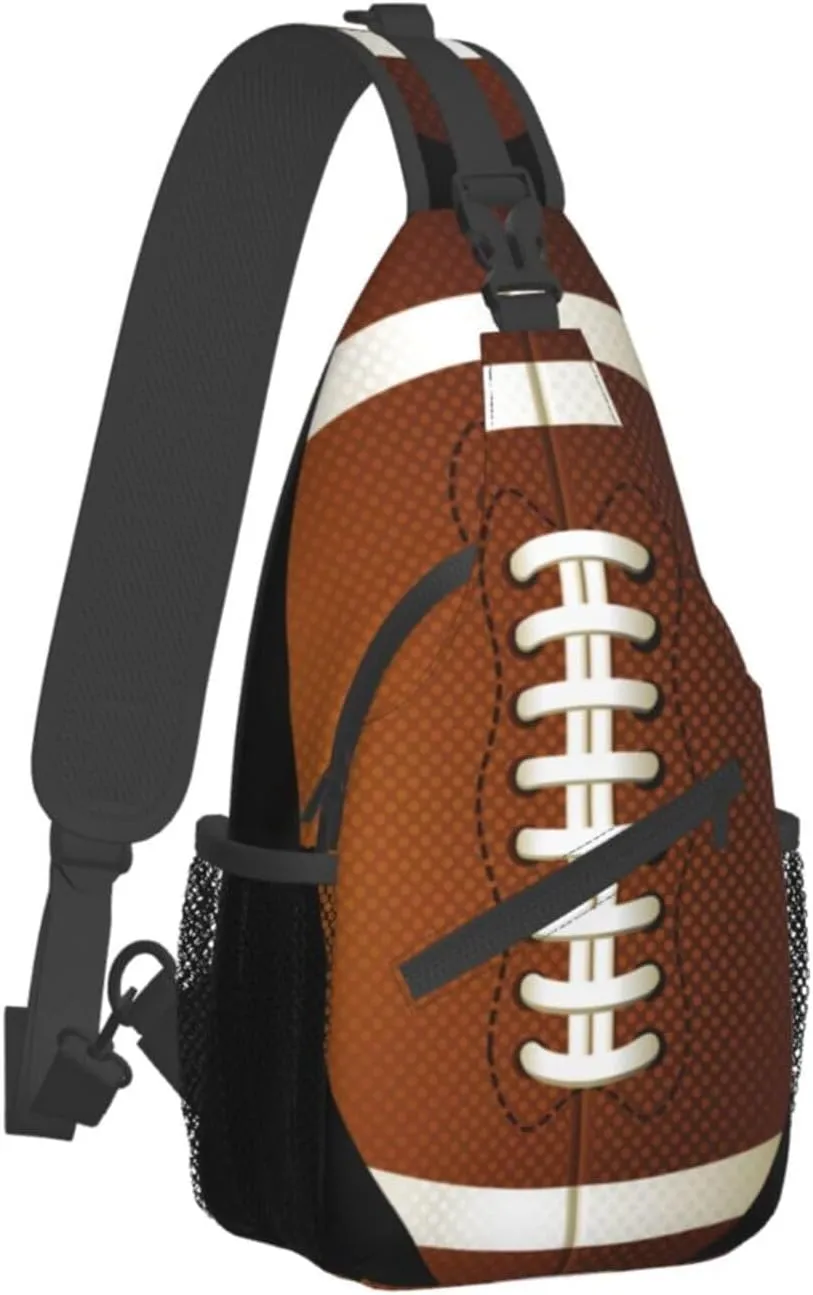 American Football Small Sling Bag for Women Men Crossbody Backpack Cycling Hiking Daypack Shoulder Chest Bag with Adjustable Strap