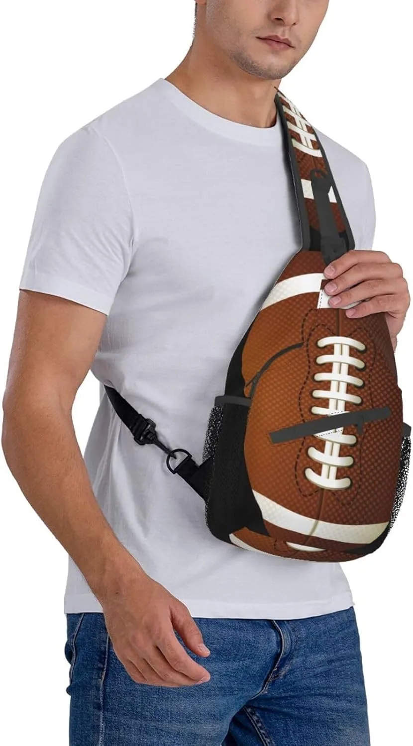 American Football Small Sling Bag for Women Men Crossbody Backpack Cycling Hiking Daypack Shoulder Chest Bag with Adjustable Strap