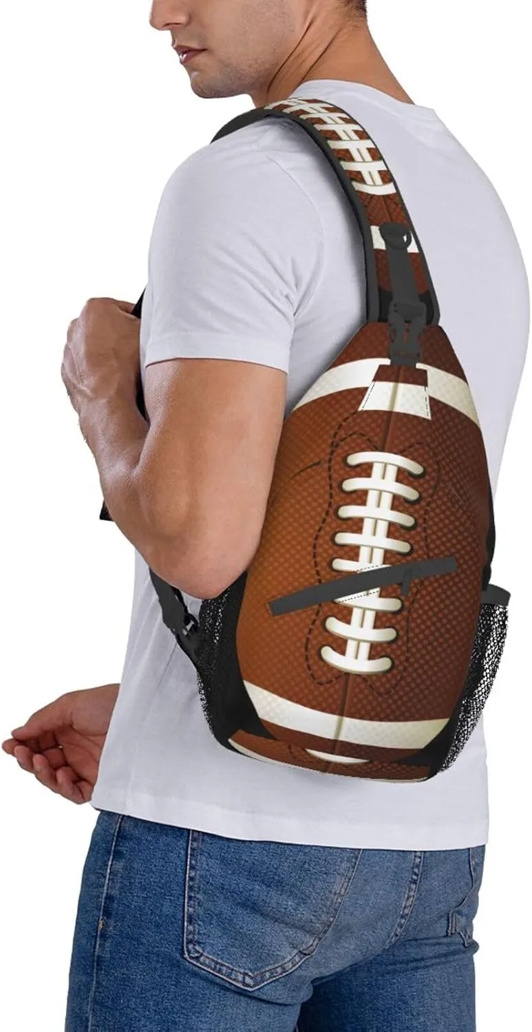 American Football Small Sling Bag for Women Men Crossbody Backpack Cycling Hiking Daypack Shoulder Chest Bag with Adjustable Strap