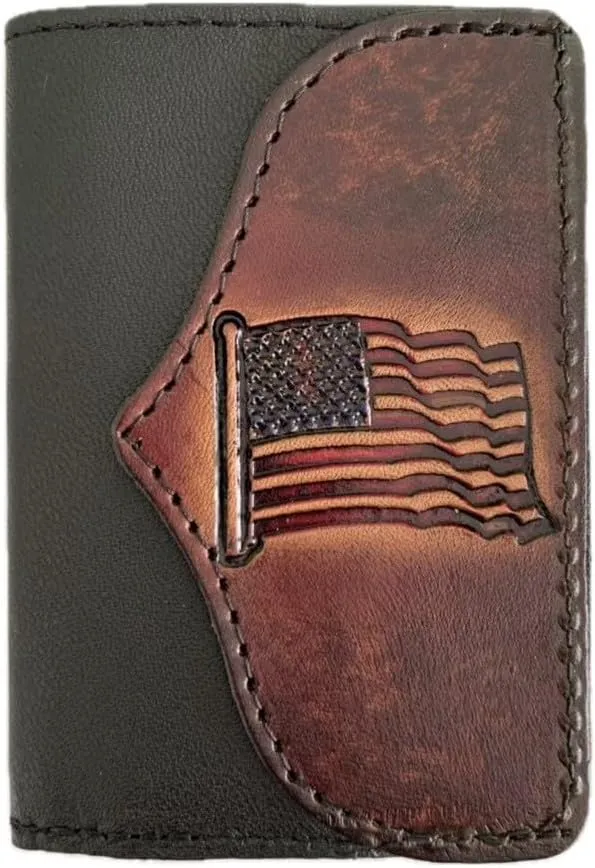American Men's Flag USA Handcrafted Leather Trifold Wallet