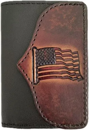 American Men's Flag USA Handcrafted Leather Trifold Wallet