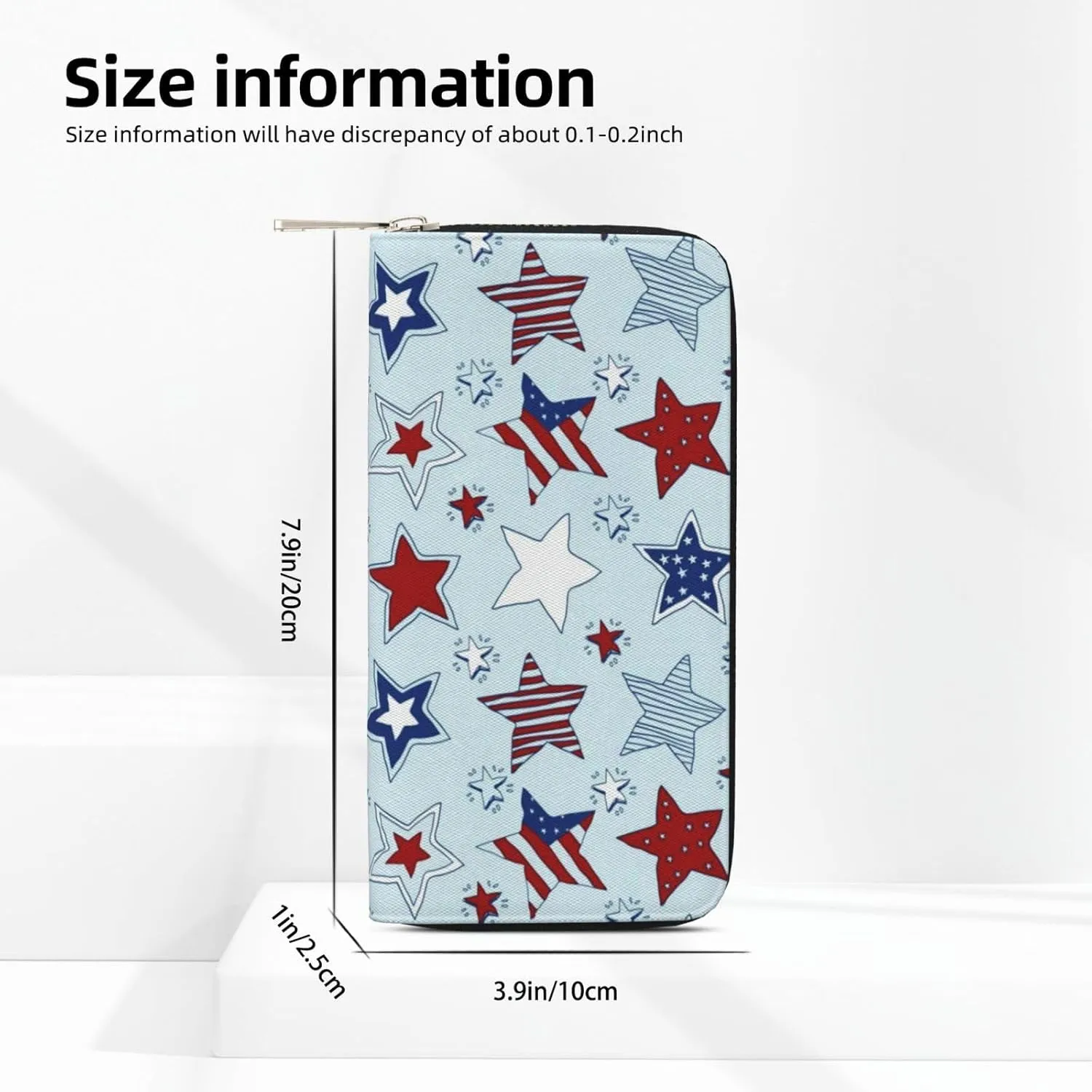 American Stars And Stripes Pattern Wallet for Men Women Elegant Long Clutch Zip Around Travel Leather Coin Purse Large Capacity Credit Card Holder Handbag