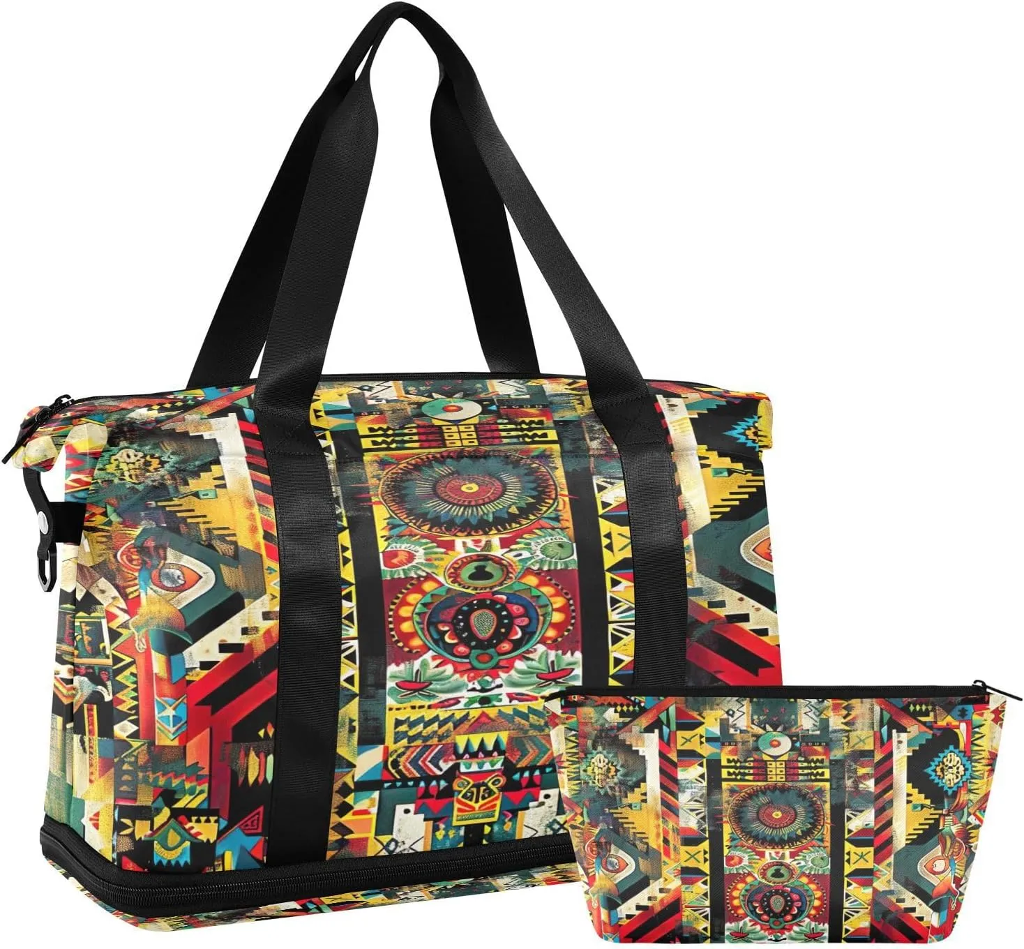 American Textile Texture Duffel Bag Lightweight Carry On Gym Bags for Travel and Weekends, Versatile Overnight Bag with Shoe Compartment