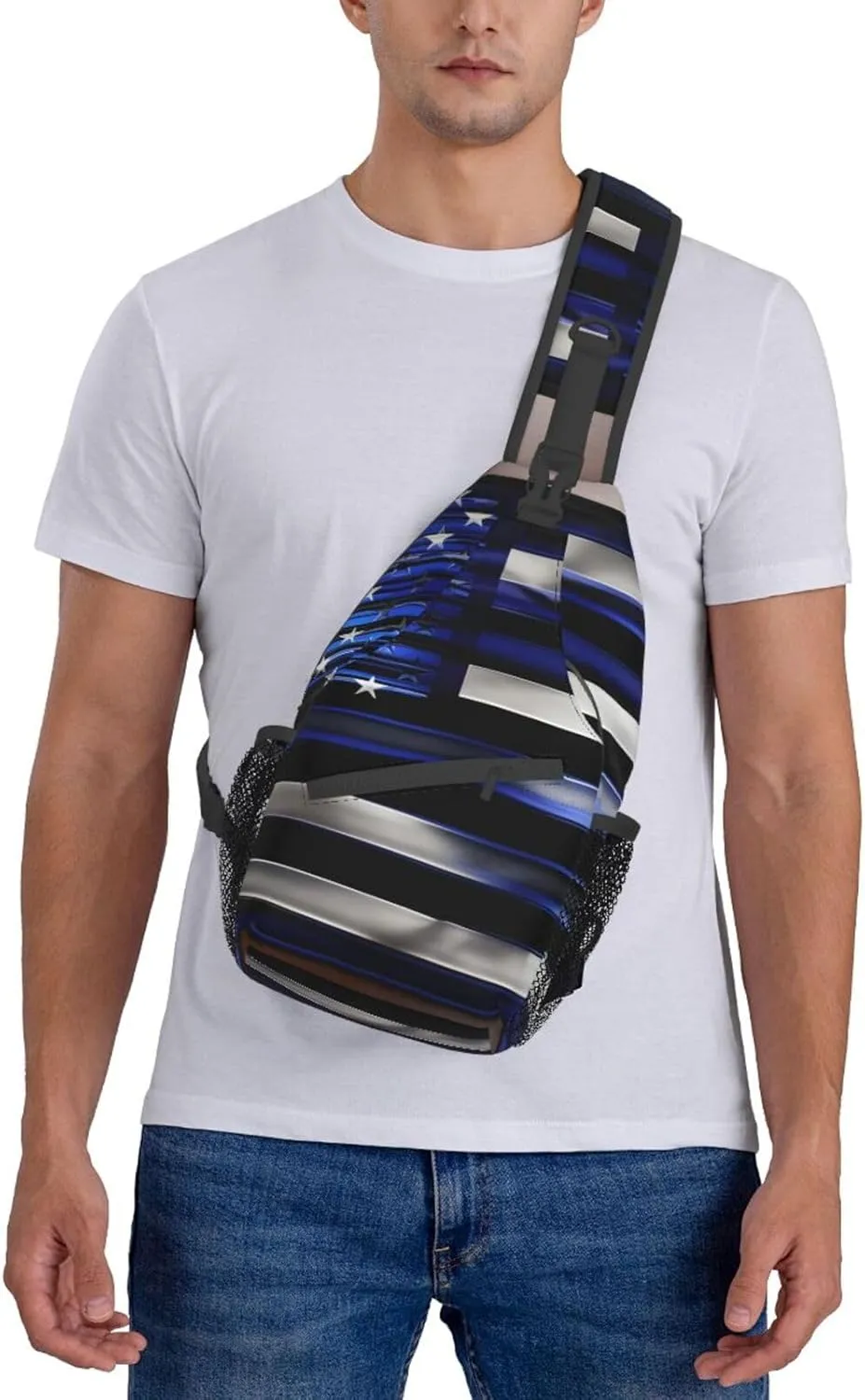 American Thin Blue Line Flag Unisex Casual Diagonal Chest Bag,Multipurpose Crossbody Shoulder Bag Travel Hiking Daypack