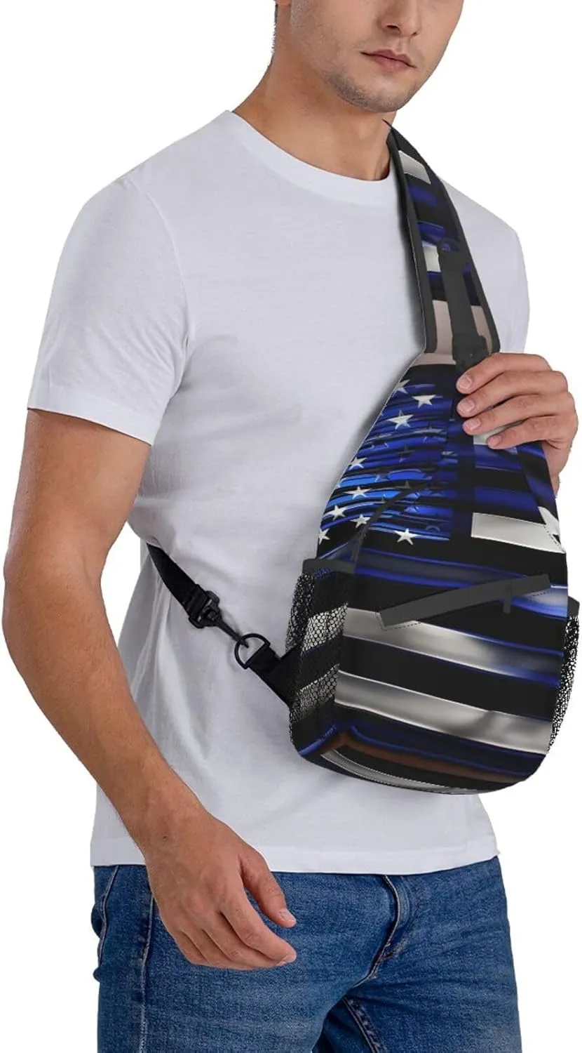 American Thin Blue Line Flag Unisex Casual Diagonal Chest Bag,Multipurpose Crossbody Shoulder Bag Travel Hiking Daypack