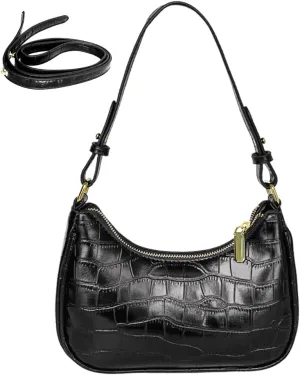 AMHDV Small Crocodile Shoulder Bag Retro Classic Crossbody Clutch Purse with Zipper Closure