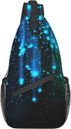 AMRANDOM Sling Bag Multipurpose Crossbody Bags Casual Black and Blue Neon Lights Sling Bag Anti-Theft Sling Backpack With Adjustable Strap