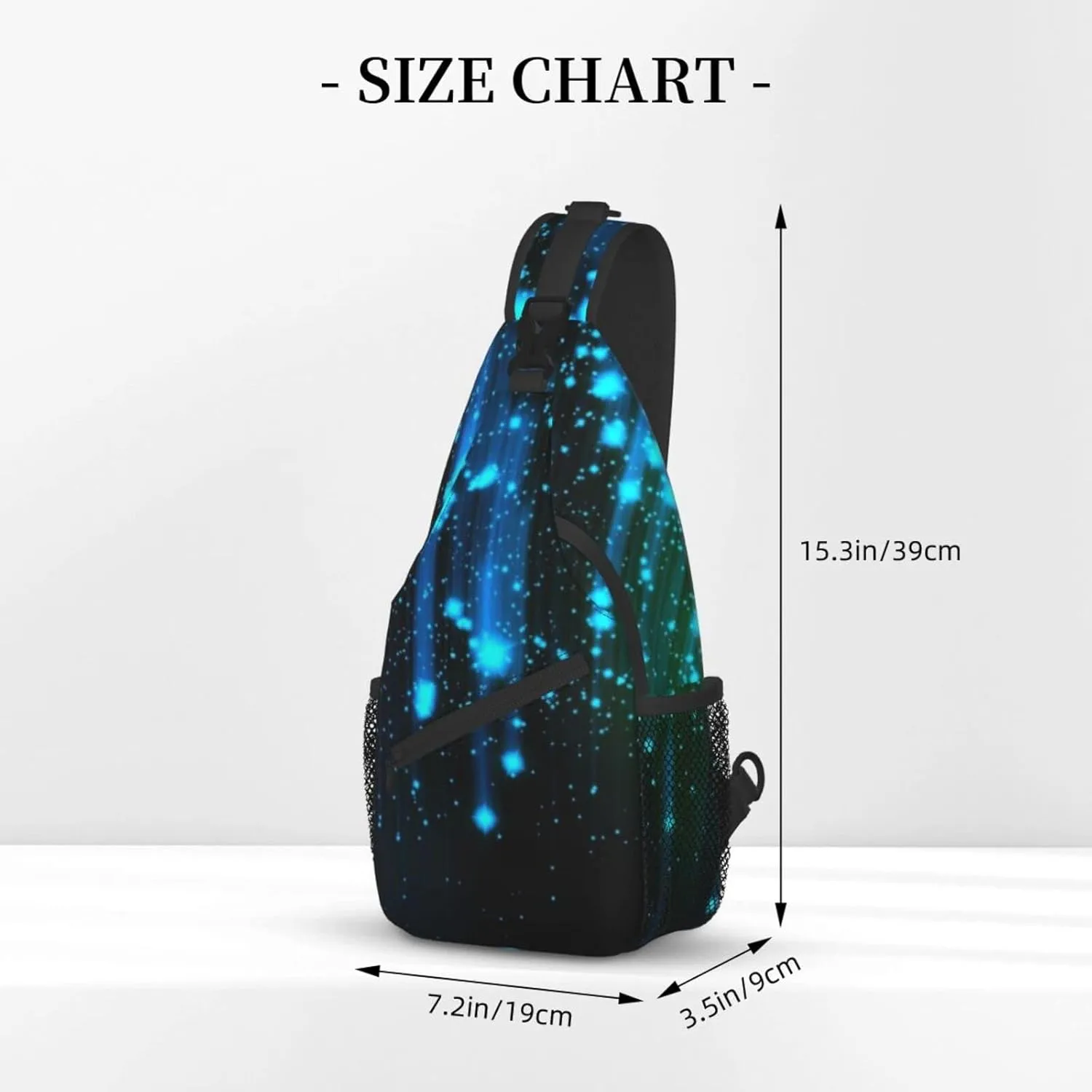 AMRANDOM Sling Bag Multipurpose Crossbody Bags Casual Black and Blue Neon Lights Sling Bag Anti-Theft Sling Backpack With Adjustable Strap
