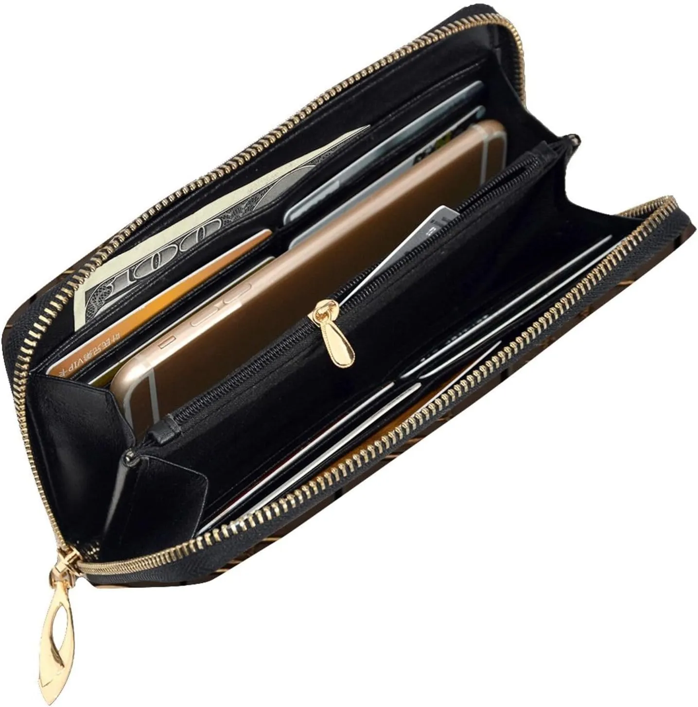 Ancient Egyptian Hieroglyph Womens Long Wallet Purse,Pu Leather Clutch Bag With Zip Card Holder Case Credit Coin Wallets