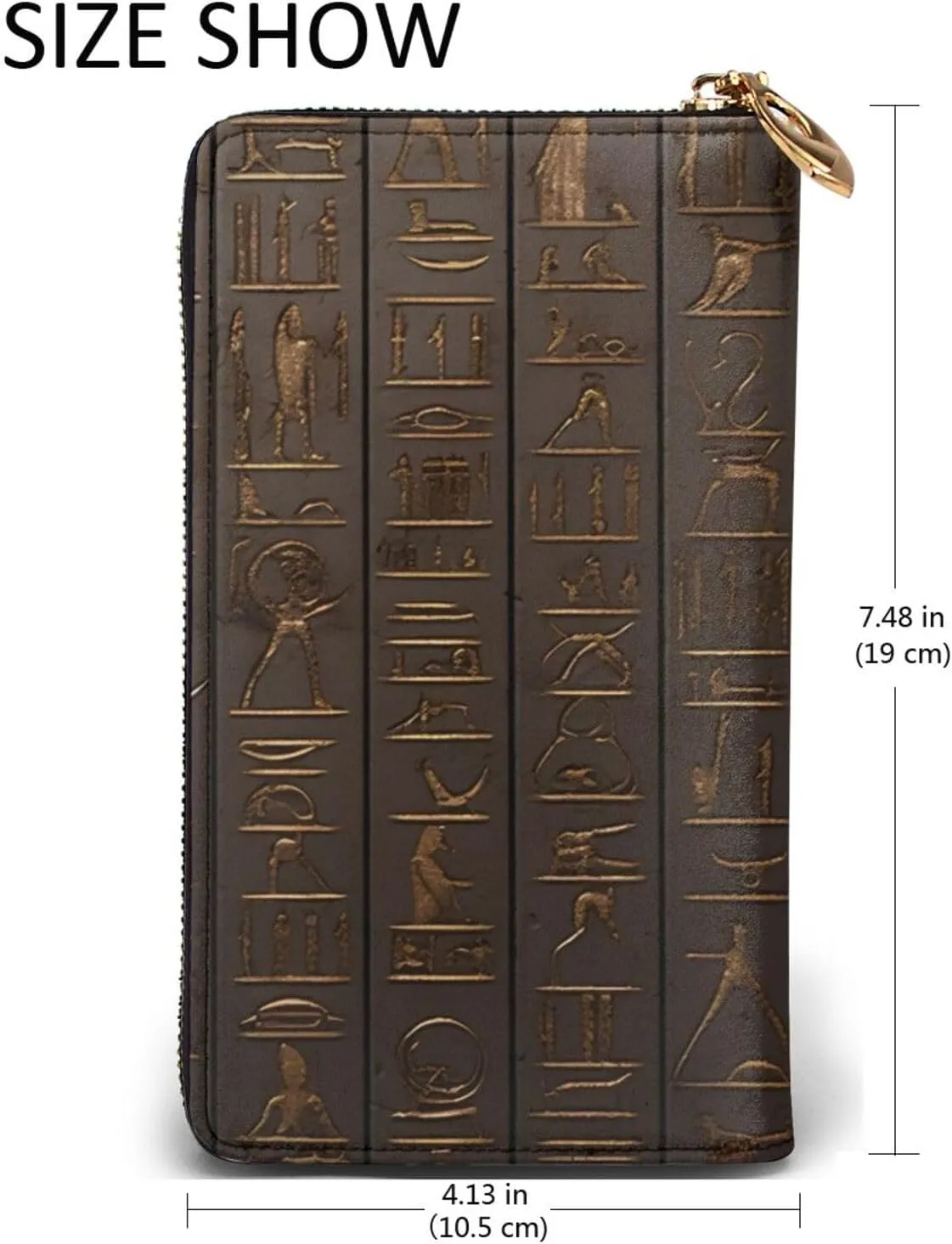 Ancient Egyptian Hieroglyph Womens Long Wallet Purse,Pu Leather Clutch Bag With Zip Card Holder Case Credit Coin Wallets