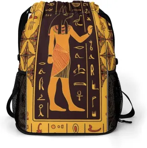 Ancient Egyptian Hieroglyphs Gym Bag Workout Gym Backpack with Shoe Compartment Sports Bags for Women Men