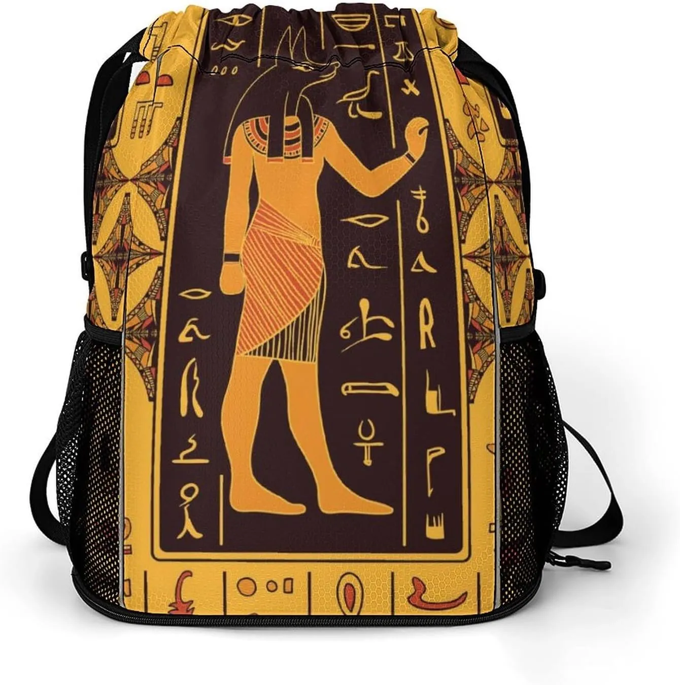 Ancient Egyptian Hieroglyphs Gym Bag Workout Gym Backpack with Shoe Compartment Sports Bags for Women Men
