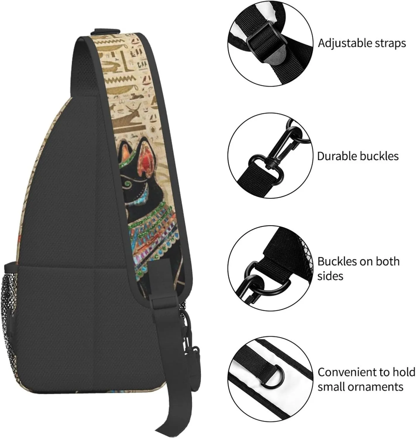 Ancient Egyptian Shoulder Bag Egypt Sling Backpack Daypack Casual Backpack Hiking Bag Hieroglyph Backpack Bag
