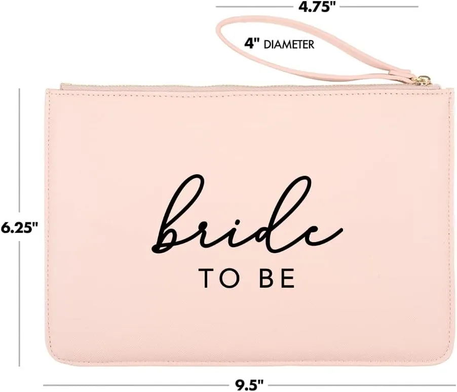 Andaz Press Vegan Leather Wristlet Clutch Purse Pouch Bag for Bride, Bride To Be, Mrs., Cosmetic Bag for Wedding Day, Bachelorette Party, Bridal Shower, Engagement Gift, Honeymoon, 1-Pack