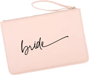 Andaz Press Vegan Leather Wristlet Clutch Purse Pouch Bag for Bride, Bride To Be, Mrs., Cosmetic Bag for Wedding Day, Bachelorette Party, Bridal Shower, Engagement Gift, Honeymoon, 1-Pack