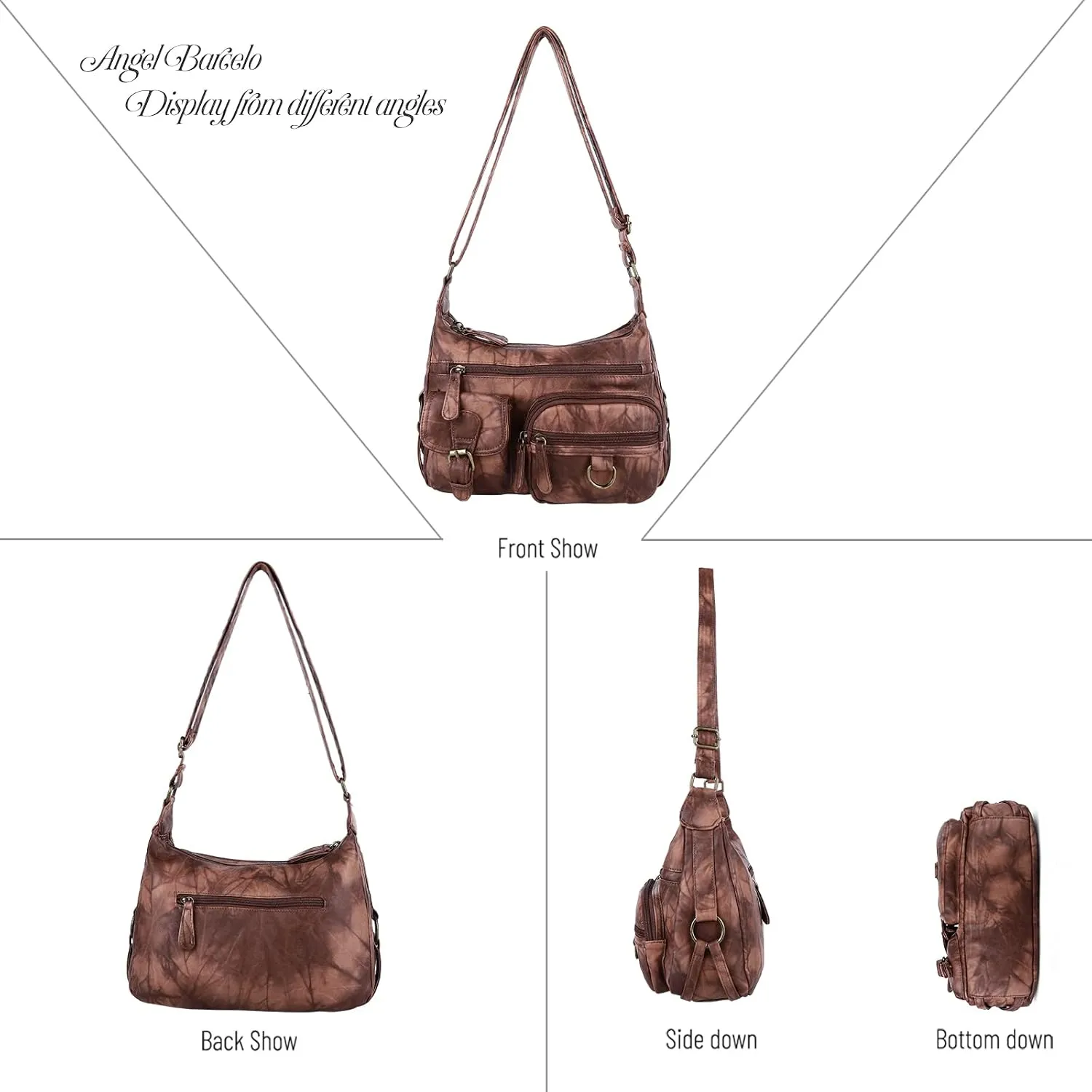 Angel Barcelo Cross body Shoulder Bag Women Soft PU Leather Purses and Handbags