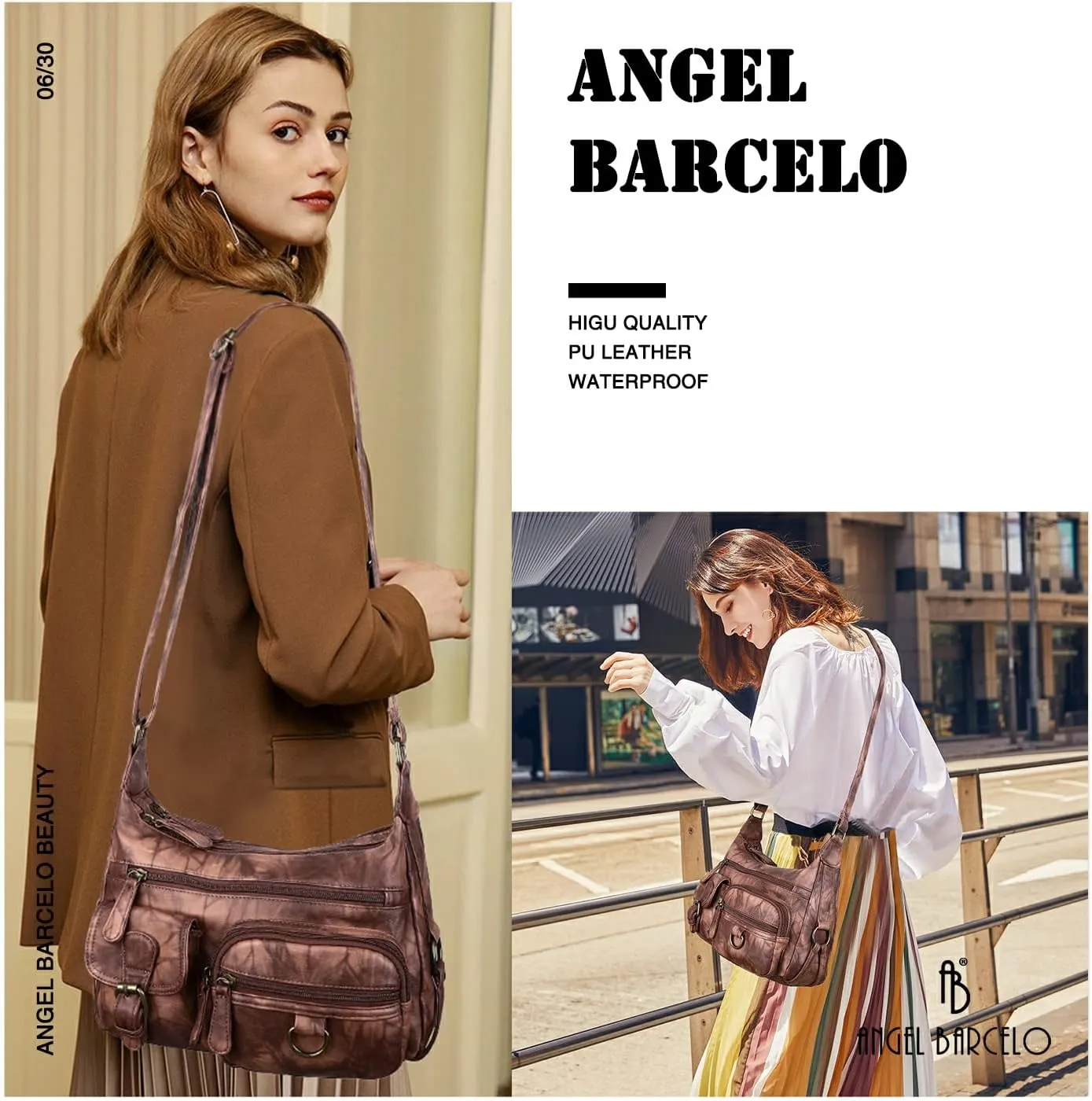 Angel Barcelo Cross body Shoulder Bag Women Soft PU Leather Purses and Handbags