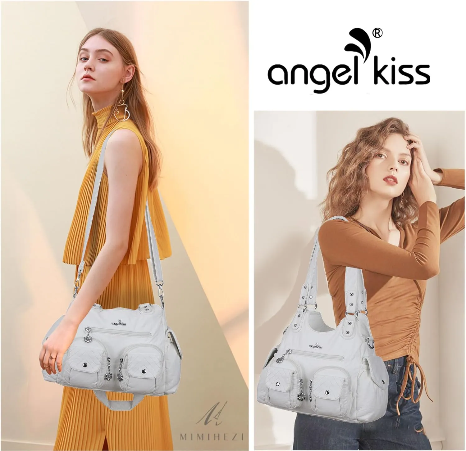 Angel Kiss Handbags for Women Large Hobo Bag Soft PU Leather Shoulder Bag for Women