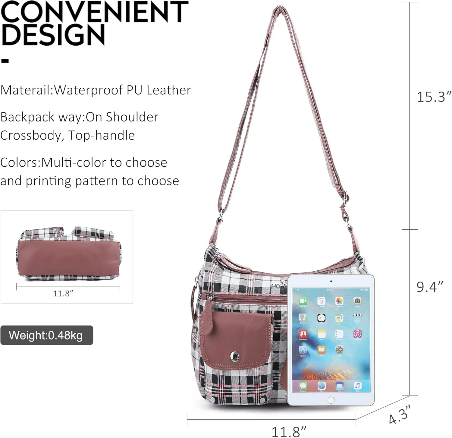Angelkiss Crossbody Bags for Women, Ladies Shoulder Handbags and Purses Medium Faux Leather Pocketbooks