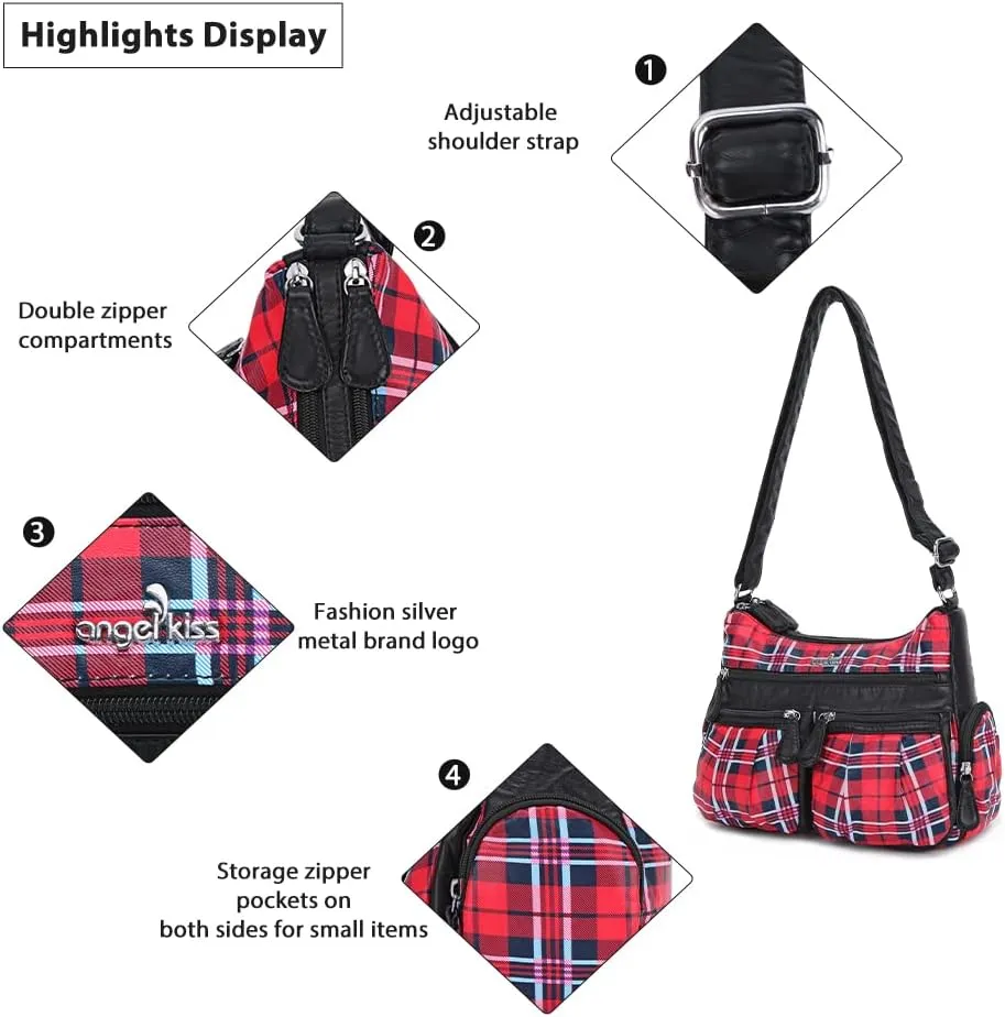 Angelkiss Crossbody Bags for Women, Ladies Shoulder Handbags and Purses Medium Faux Leather Pocketbooks